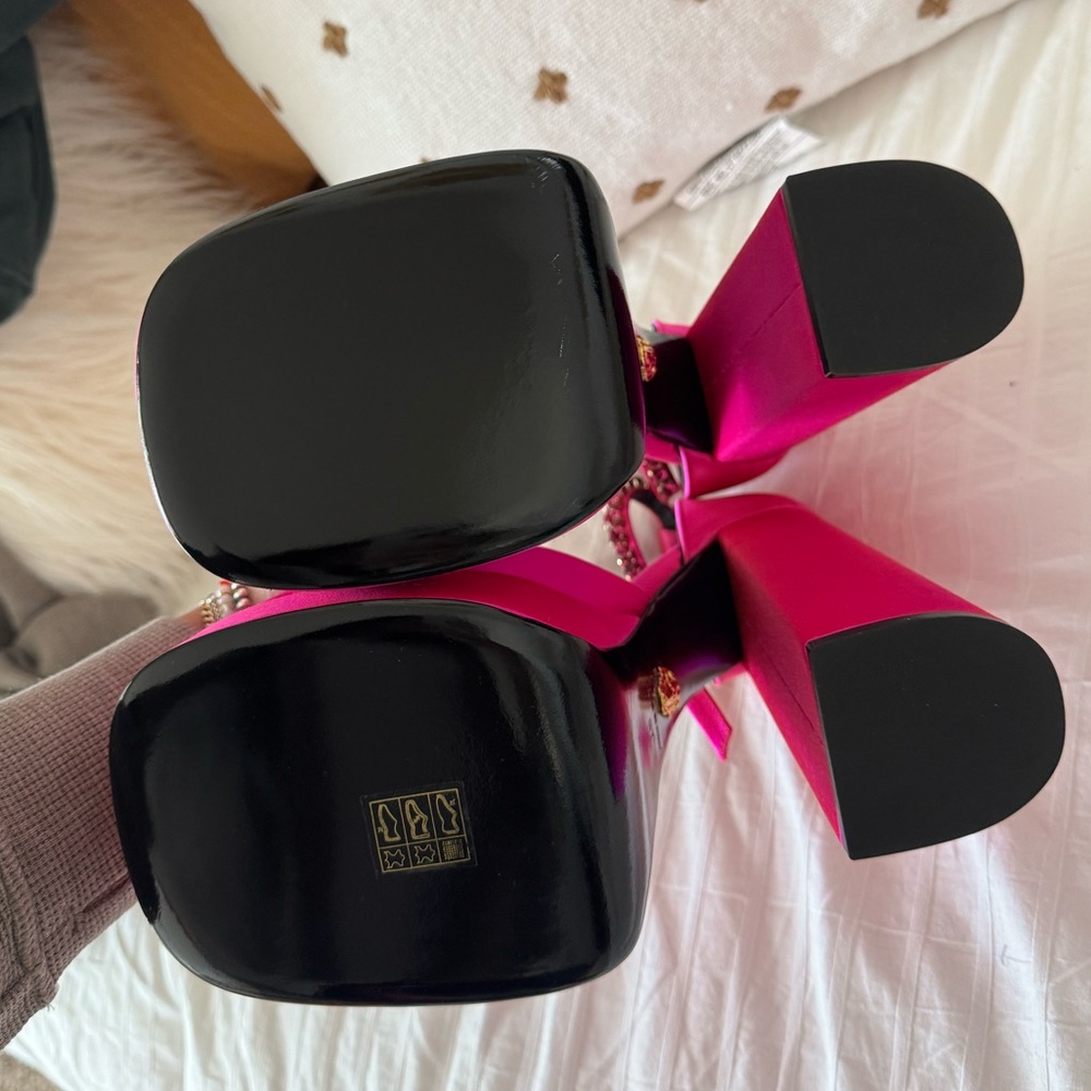Versace Hot Pink Platform Block Heel Sandals - Picture 6 of 6
